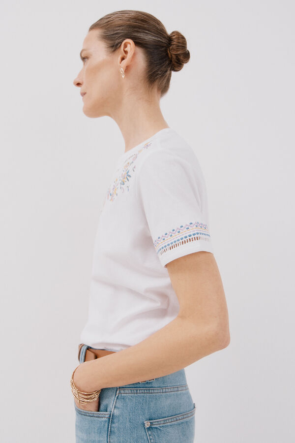 Cortefiel Embroidered t-shirt White
