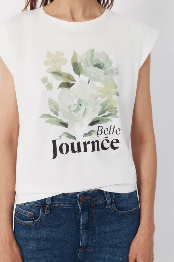 Cortefiel T-shirt estampada Branco