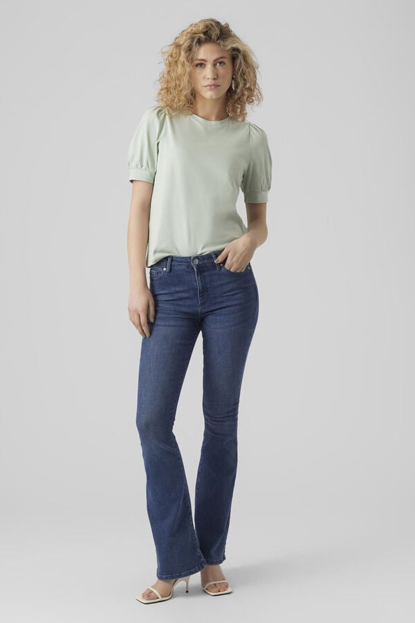 Vero Moda T-shirt manga curta de algodão Verde