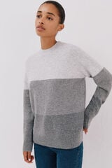 Cortefiel Striped soft feel jumper Grey