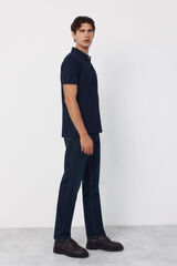 Cortefiel Piqu&eacute; basic slim polo shirt Navy