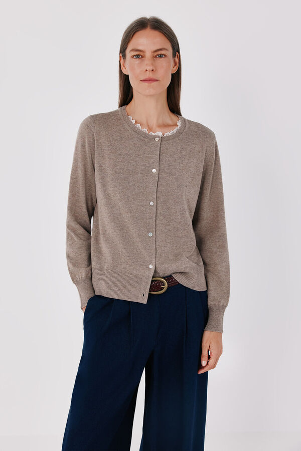 Cortefiel Jacket with neck appliqu&eacute; Beige