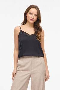 Vila Top de lingerie acetinado com renda