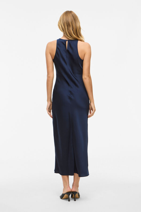 Vila Vestido largo satinado Azul marino