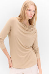 Cortefiel T-shirt with pleats on the shoulder Beige