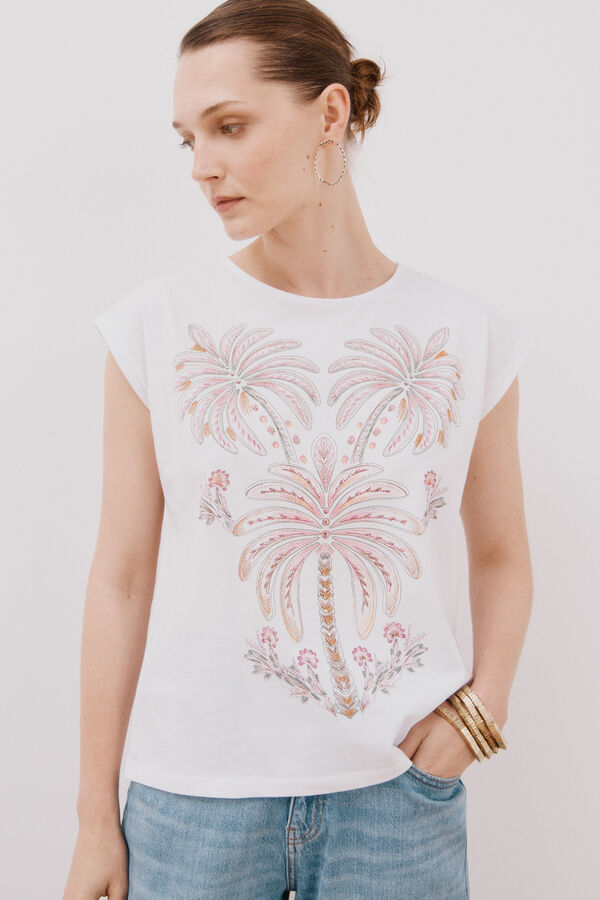 Cortefiel Camiseta sin mangas estampada Blanco
