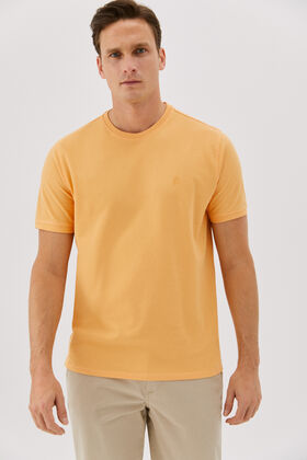 Cortefiel Crew neck piqué T-shirt Yellow