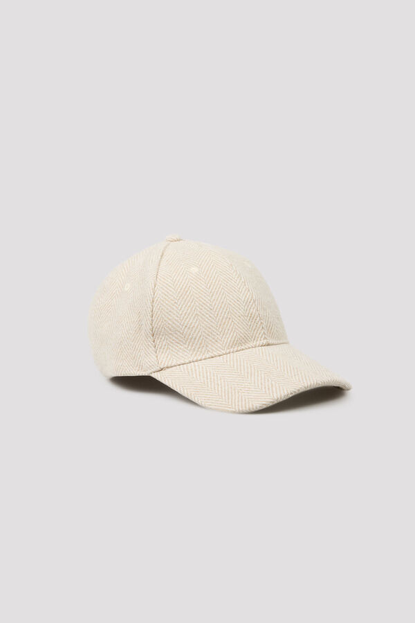 Cortefiel Herringbone cap Printed beige