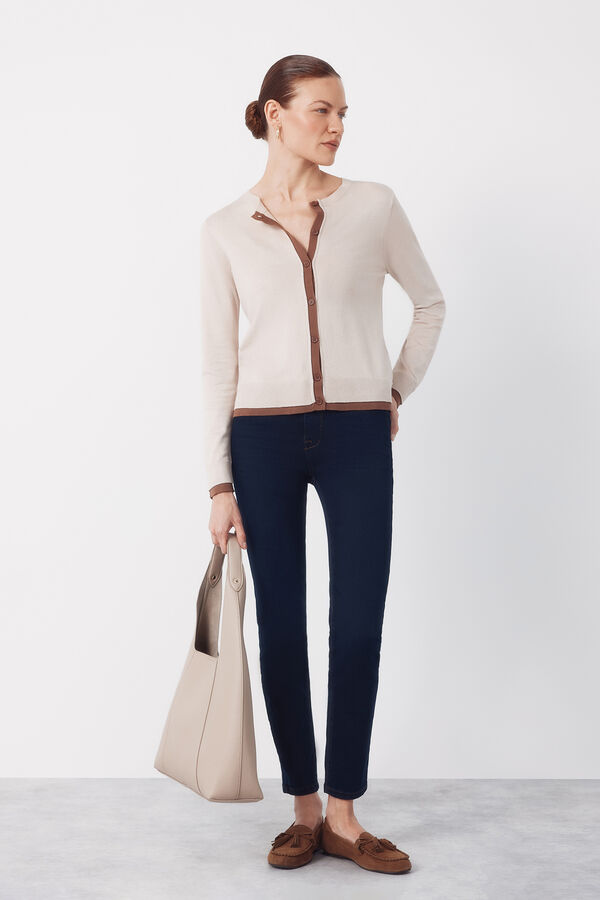 Cortefiel Jersey-knit contrast jacket Nude