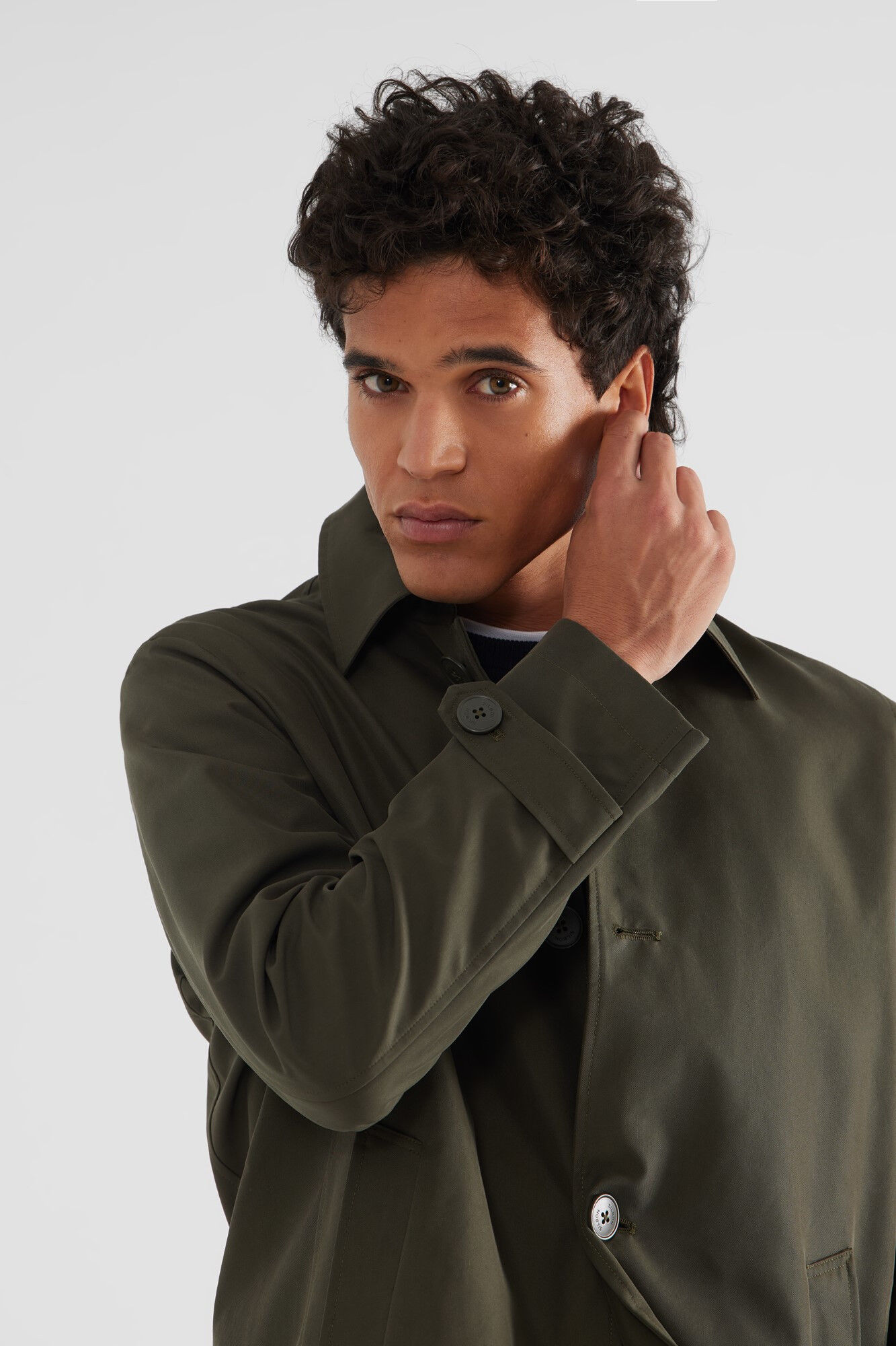 Dark green trench coat mens hot sale
