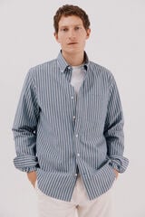 Cortefiel Striped poplin shirt Navy