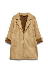 Vero Moda Casaco efeito camur&ccedil;a gola de lapela Castanho