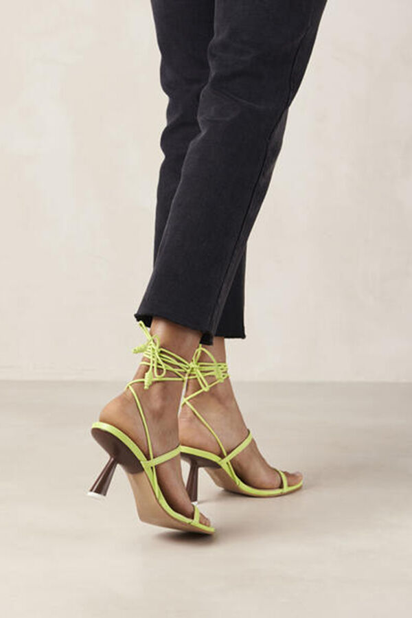 Cortefiel Kendra Bicolor Green Brown Leather Sandals Green