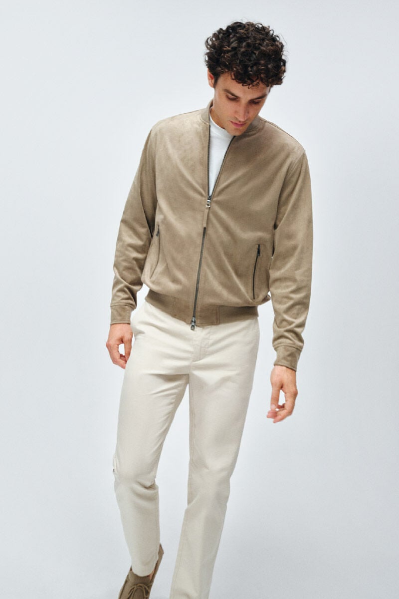 Cortefiel Faux suede bomber jacket