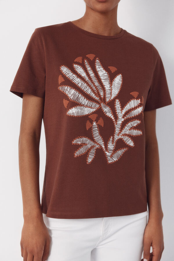 Cortefiel Printed t-shirt Brown