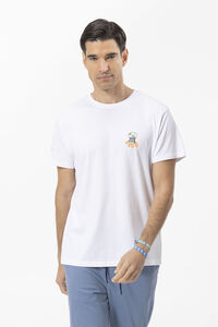 Cortefiel T-shirt estampada elpulpo enchimento hawaii peito Branco