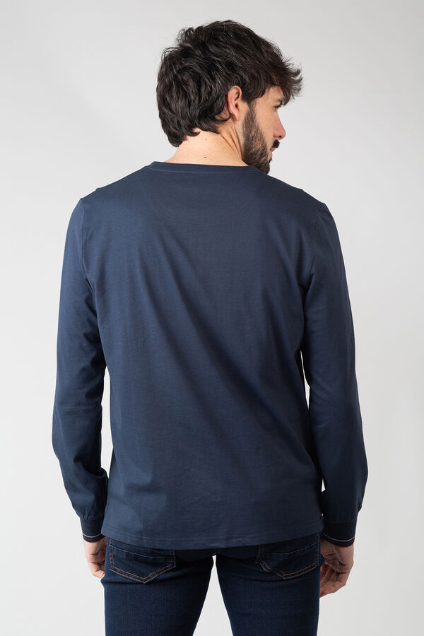 Privata Camiseta punto liso manga larga Azul marino