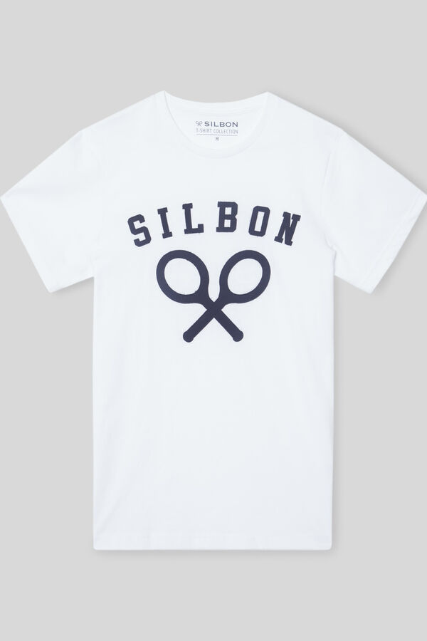 Silbon White racket branding T-shirt White