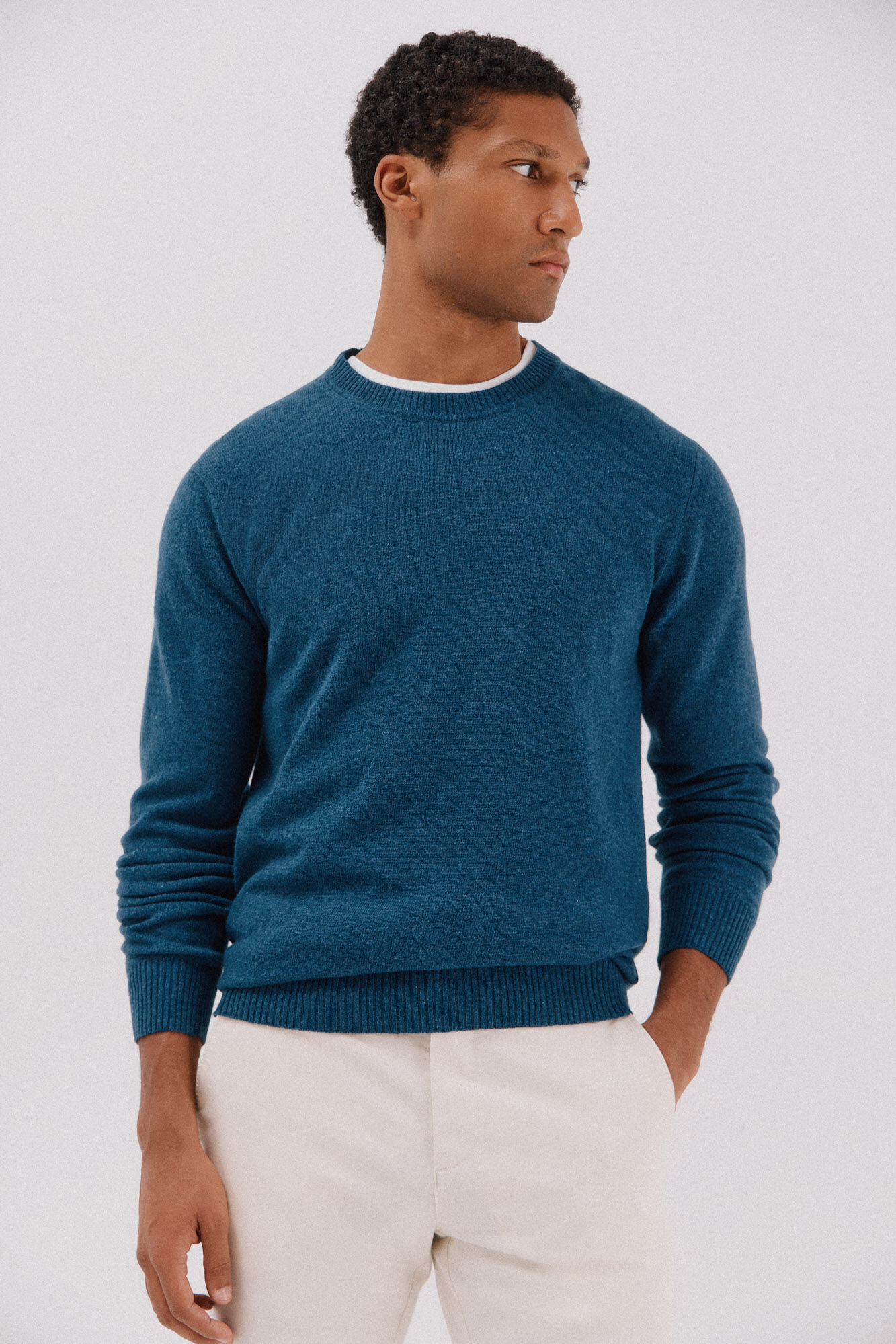 Cortefiel Lambswool jumper with round neck