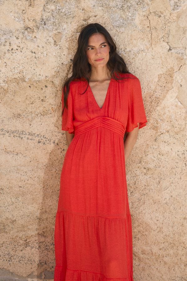 Pol&iacute;n Et Moi Vestido comprido Linda Vermelho