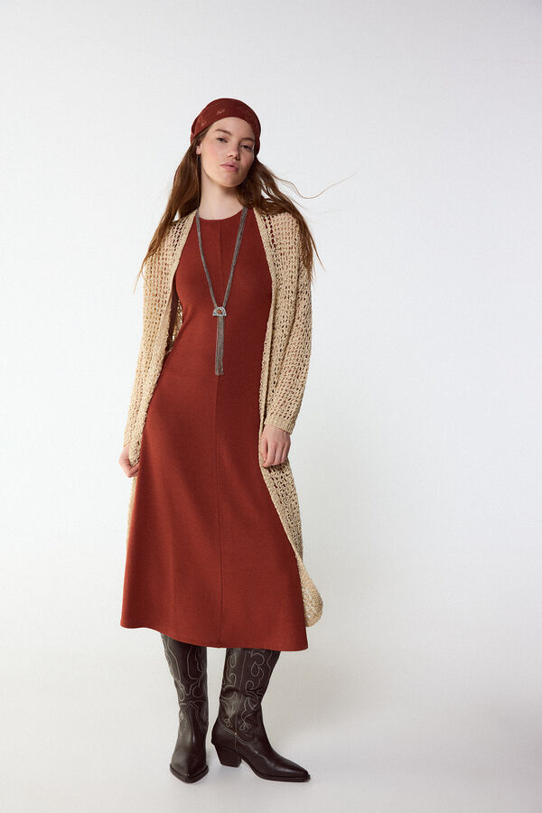 Slowlove Casaco de malha com fita Ecru