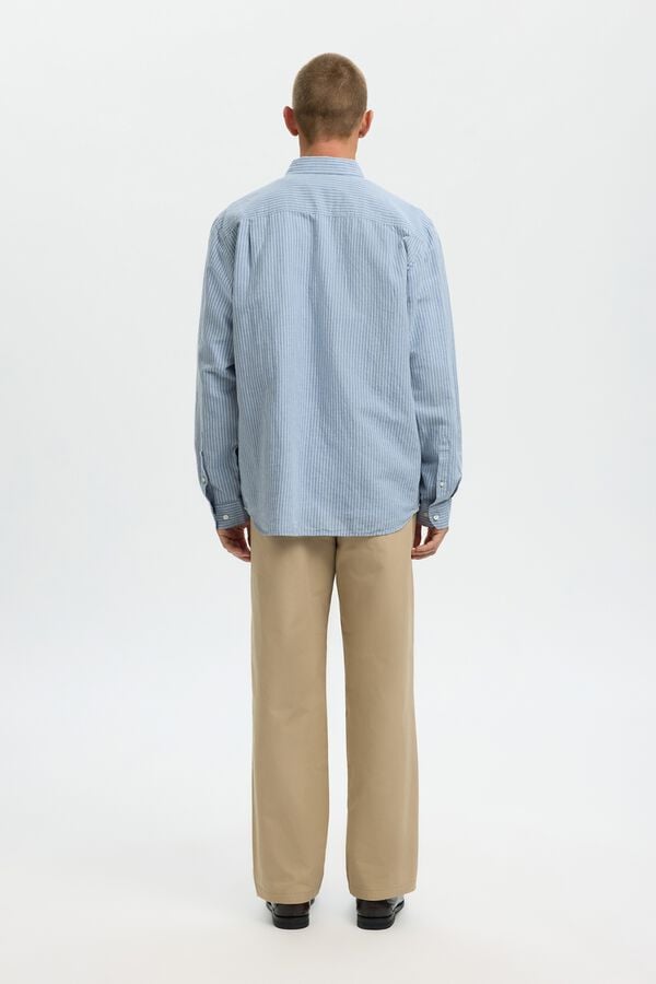 Selected Camisa em mistura de linho Azul