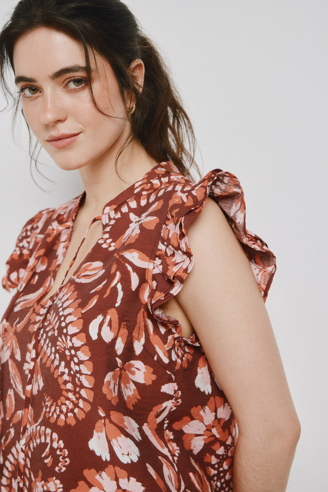 Vero Moda Top manga sisa con volantes