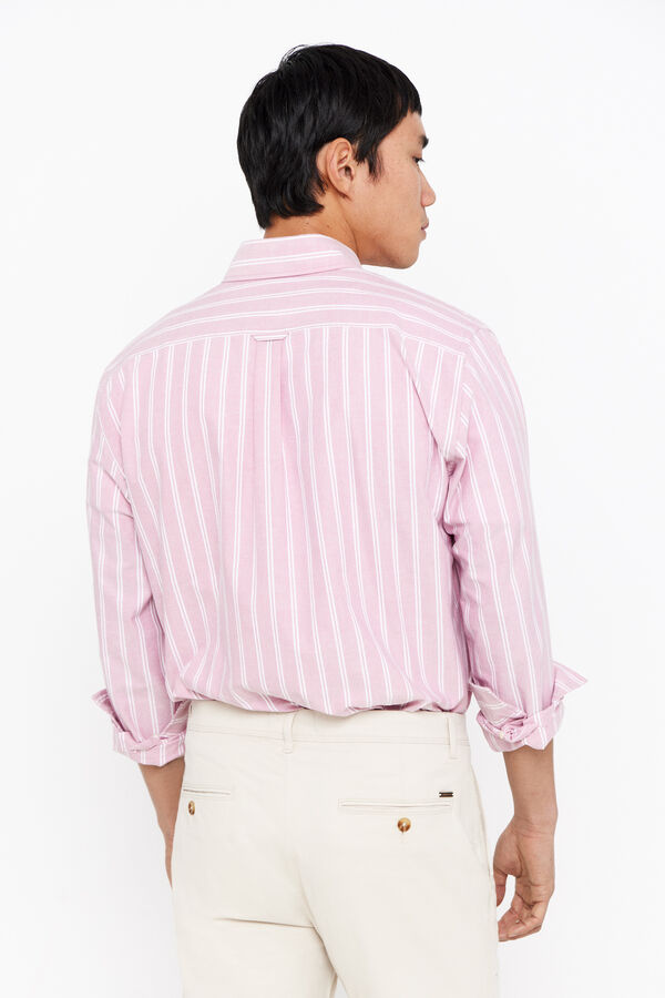 Cortefiel Striped Oxford shirt Pink