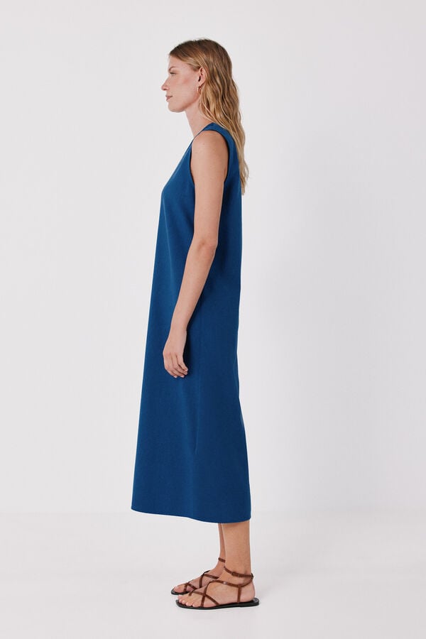 Cortefiel Embroidered dress Blue