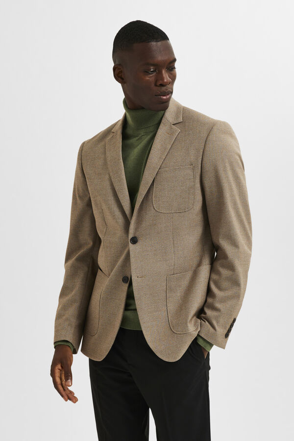 Cortefiel Slim fit blazer made with recycled materials Brown