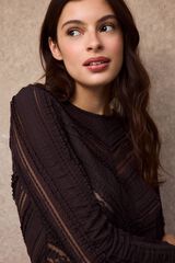 Slowlove Top encaje combinado Marr&oacute;n oscuro
