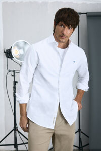 Cortefiel Camisa oxford lisa manga comprida Branco