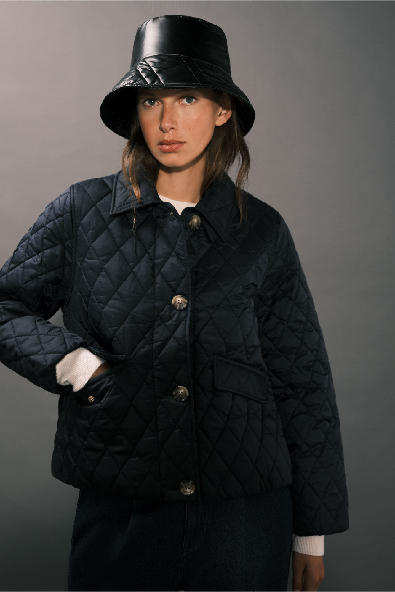 Cortefiel Quilted anorak with buttons