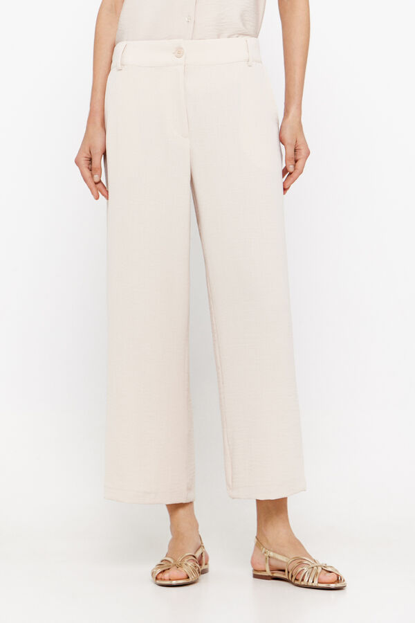 Cortefiel Fluid ankle-length trousers Nude