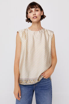 Cortefiel Printed sustainable blouse Ecru