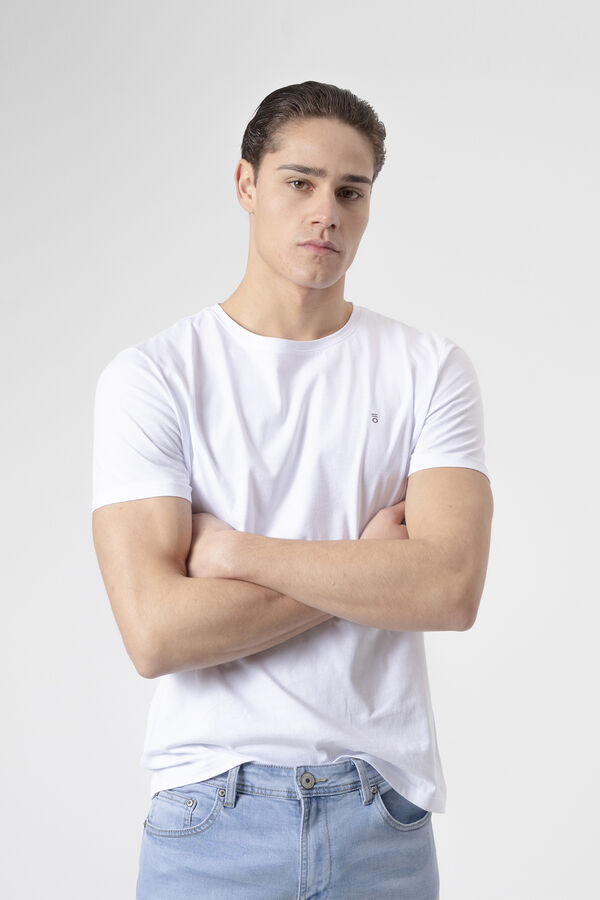 PuroEGO T-shirt b&aacute;sica em algod&atilde;o Branco