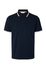 Selected Piqu&eacute; short sleeve polo shirt Blue