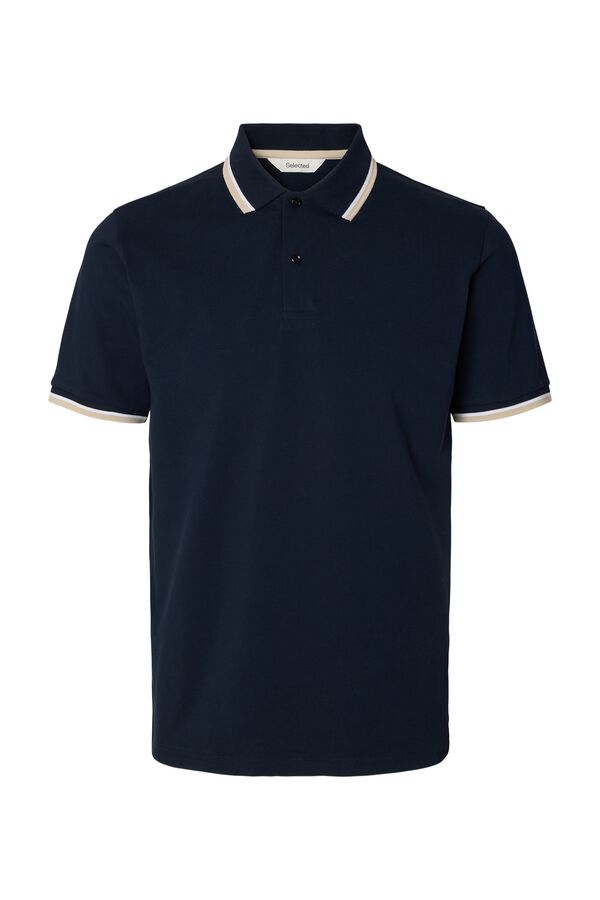 Selected Piqu&eacute; short sleeve polo shirt Blue
