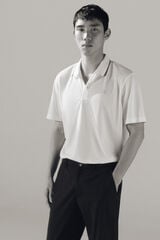 Cortefiel Coolmax® jacquard neck polo shirt White
