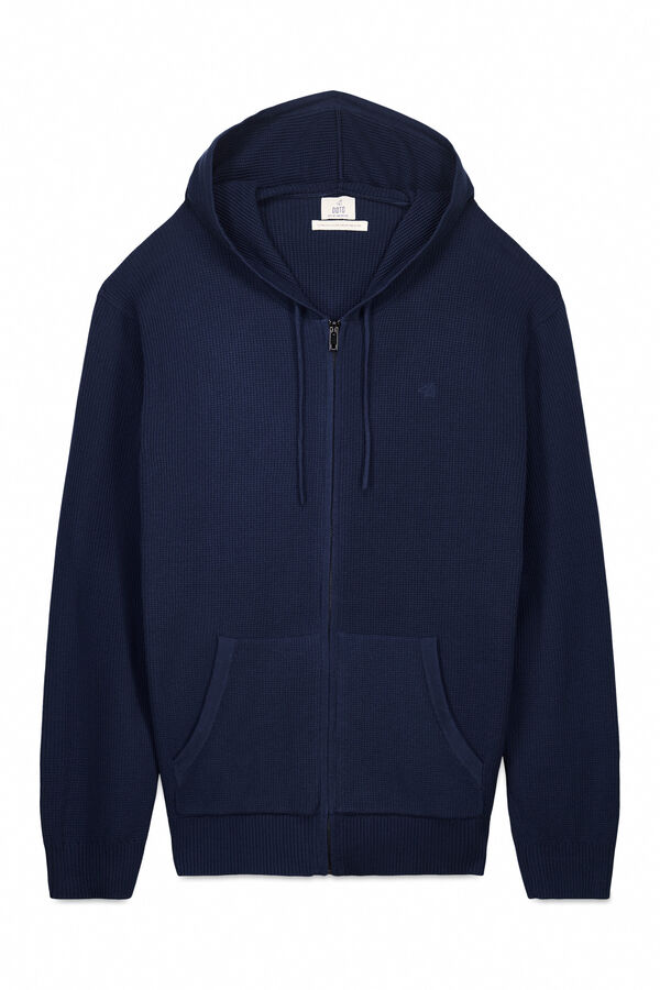 OOTO Cardigan com capuz e fecho-éclair Azul