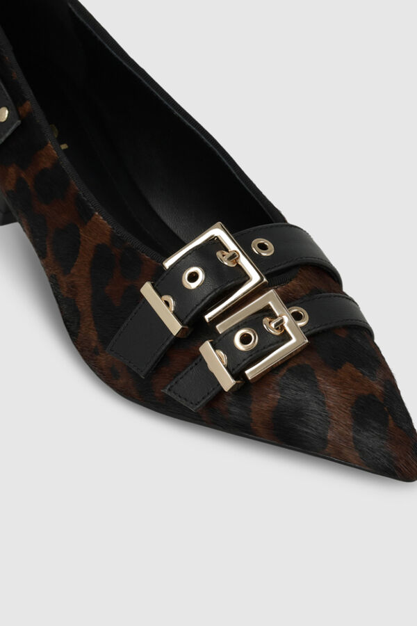 Lodi Zapatos de sal&oacute;n en piel efecto animal print con adornos Estampado marr&oacute;n