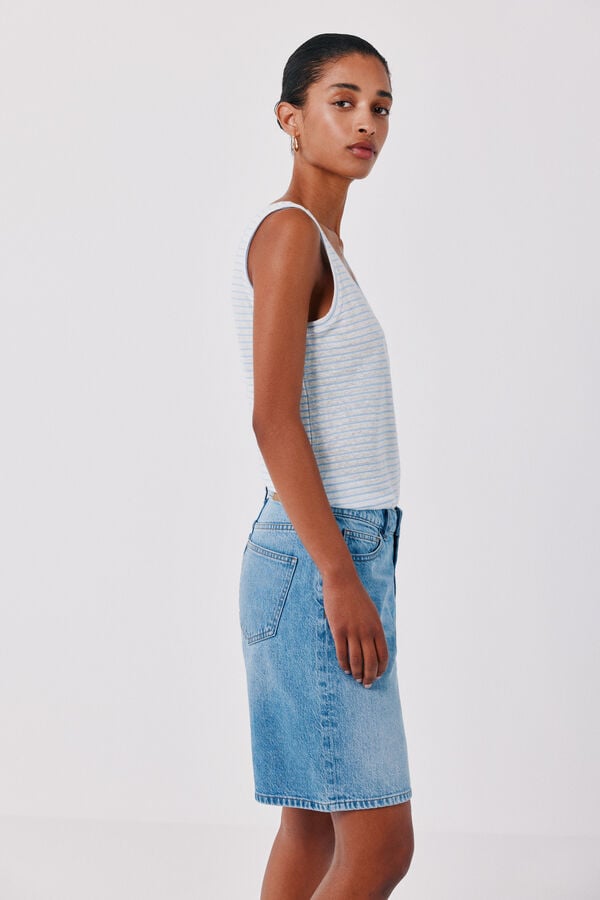 Cortefiel Linen tank top Printed blue