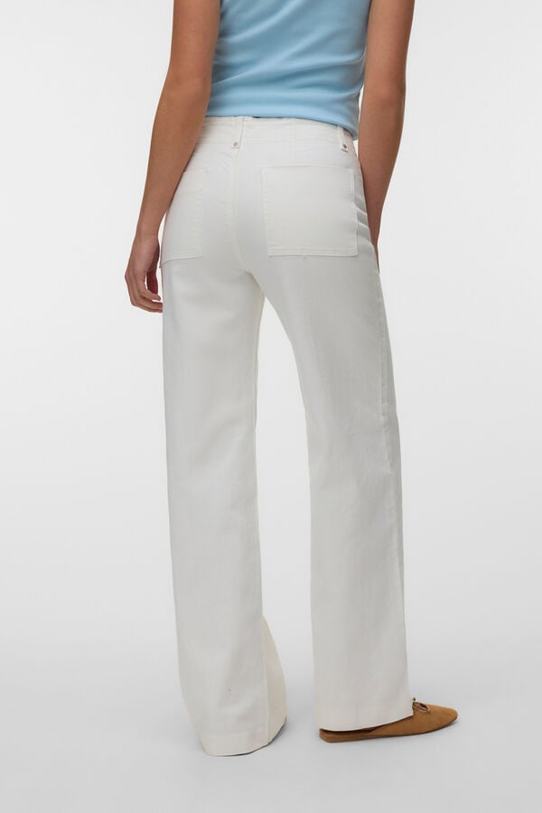 Vero Moda Cal&ccedil;a larga em ganga Branco