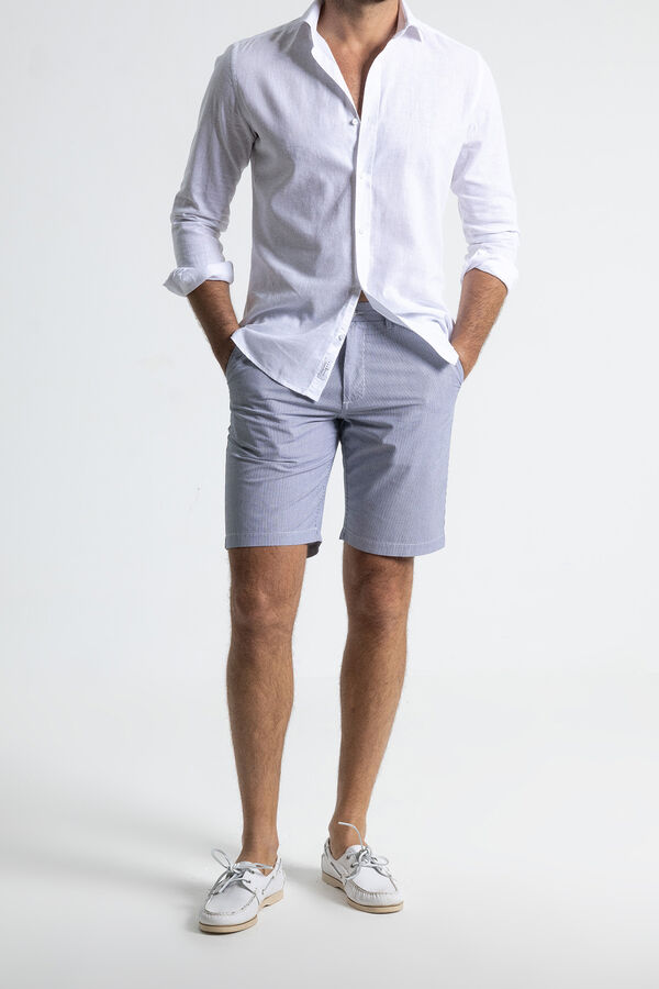Cortefiel Striped Bermuda shorts Blue