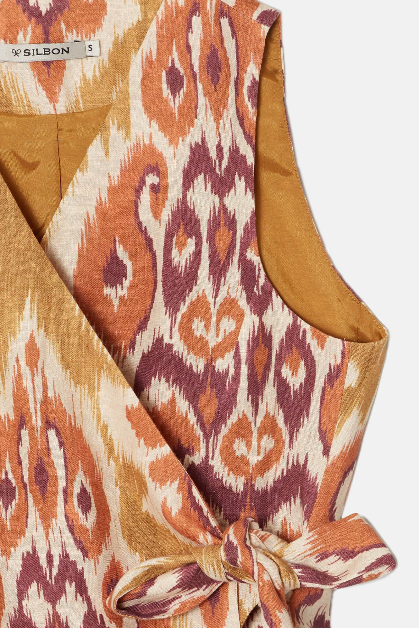 Silbon Chaleco lazada lino estampado ikat