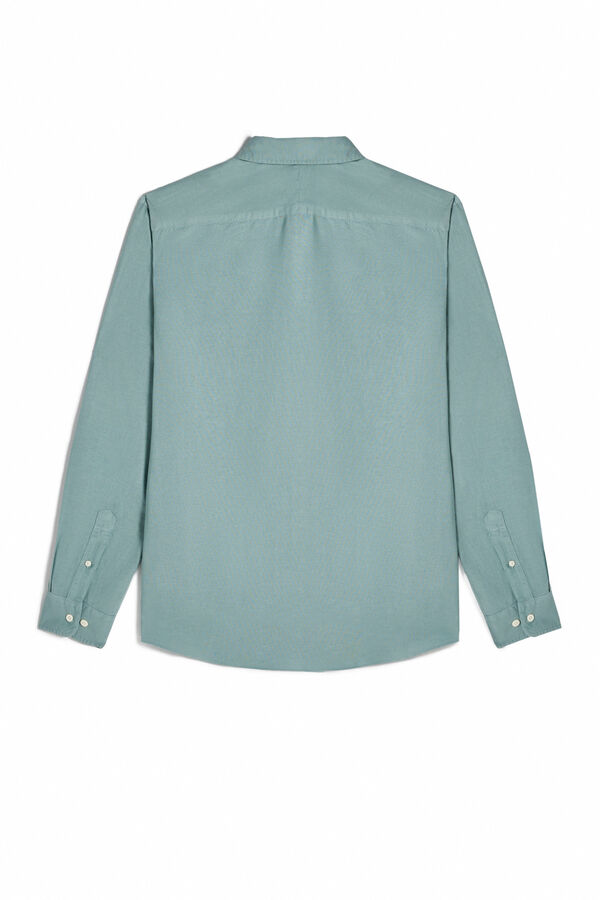 Cortefiel Linen/cotton long-sleeved shirt Green