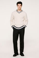 Selected Camisola de lã e alpaca com gola em V  Branco