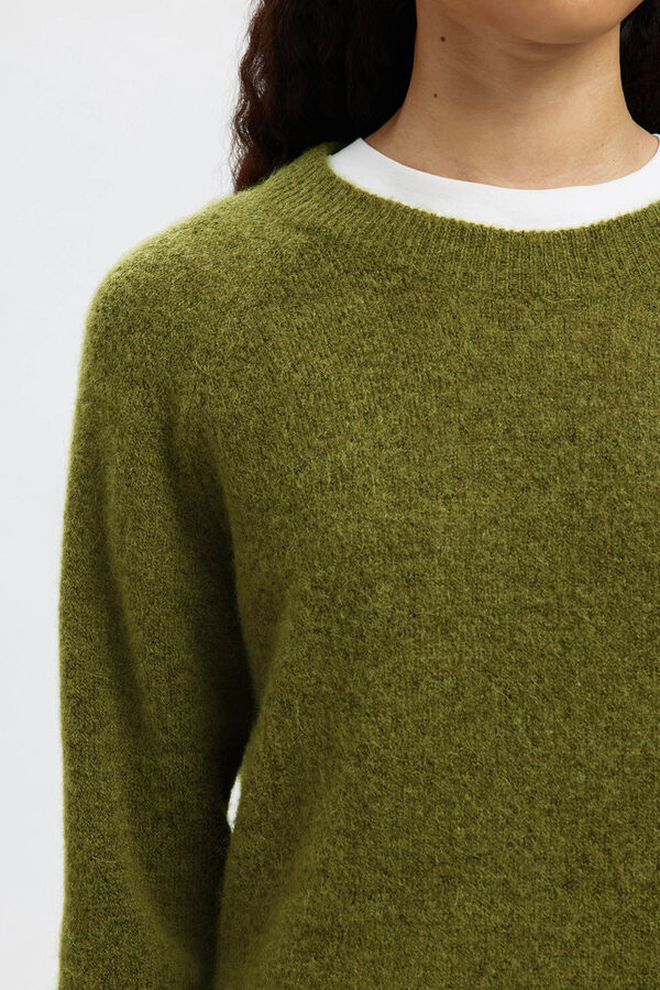 Selected Femme Camisola de lã e alpaca Verde