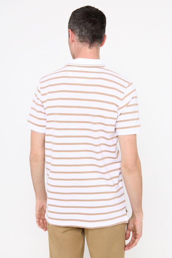Cortefiel Striped polo shirt with tipping Beige