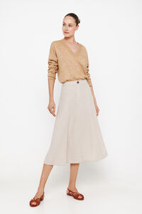 Cortefiel Midi skirt with buttons Beige
